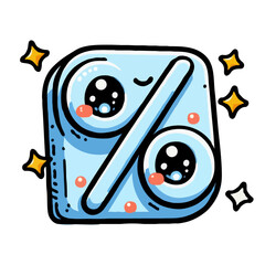 Cute Cartoon Percentage Discount Kawaii Style Illustration Graphic Element