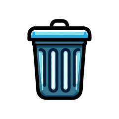Flat Style Detailed Trash Can Waste Bin Container Illustration