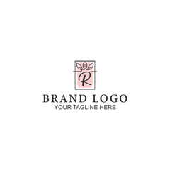 letter r logo design for beauty brand or product with creative illustration