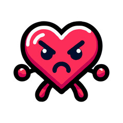 Cartoon Angry Heart Character Cute Design Mascot Illustration