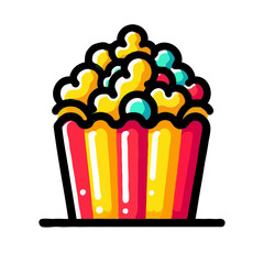 Colorful Handdrawn Detailed Popcorn Bucket Container Delicious Food Illustration