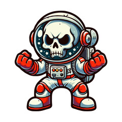 Cartoonish Bold Skull Astronaut With Space Suit Mascot Illustration