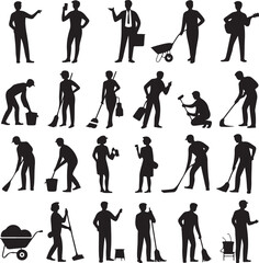 Obraz premium American Worker Silhouette IllustrationHardworking Laborer Silhouette VectorConstruction Worker with Tools SilhouetteStrong American Worker Outline ArtIndustrial Worker Silhouette Design