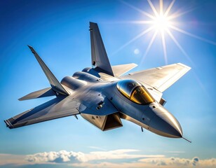 Modern Fighter Jet in Flight Against Clear Blue Sky