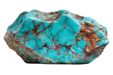 Turquoise mineral discovery natural setting gemstone photography. Isolated on transparent background, png.