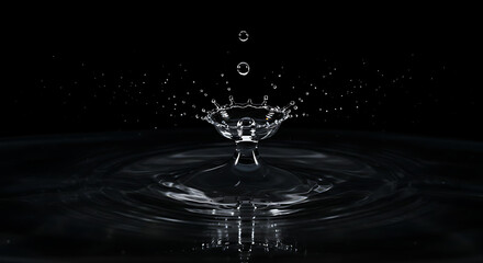 Water Drop Splashing into Water Surface.
