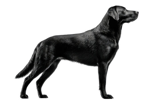 Black labrador dog profile studio photography minimalist side view. Isolated on transparent background, png. - Powered by Adobe