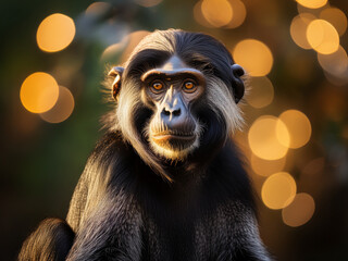 Angolan Talapoin with Large Eyes Posed Against a Soft Bokeh Light Setting
Wildlife Image of an Angolan Talapoin in a Natural Forest Light Environment