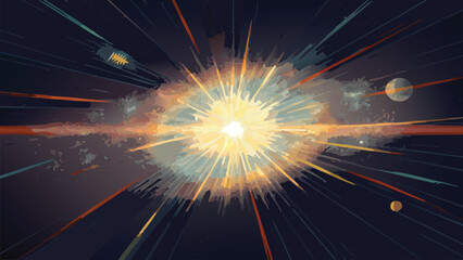Abstract artistic representation of a bright cosmic explosion with bursting energy and color