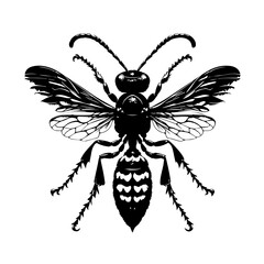Fototapeta premium Detailed Black Silhouette of a Wasp Insect.