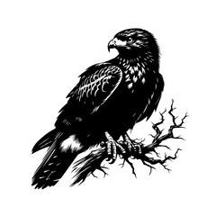 Fototapeta premium Majestic Eagle Perched on a Gnarled Branch.