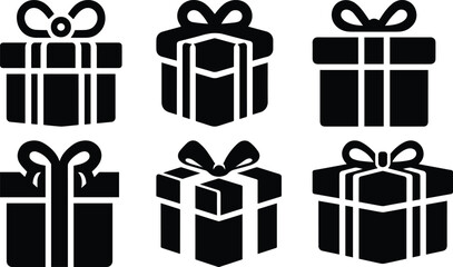 Gift box bundle silhouette icon vector art