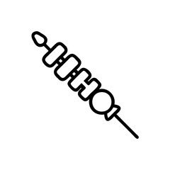 Outline a kebab skewer with meat vegetables on food