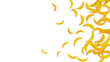 Banana flying background banner, poster vector illustration isolated on transparent background