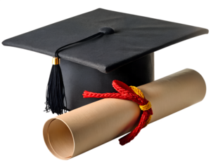 Graduation cap diploma ceremony education success achievement, On Transparent Background