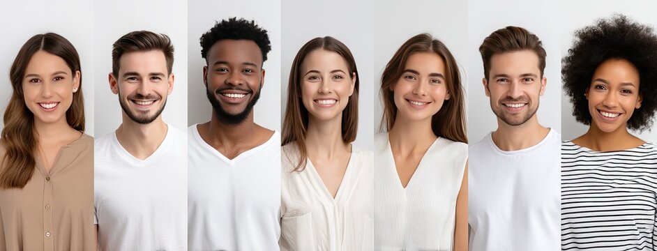 Collage of diverse individuals smiling, forming the number composition that showcases unity and celebration of differences through shared joy