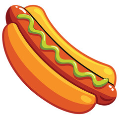 Delicious Hot Dog with Mustard, cartoon hotdog