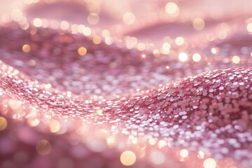 Pink glitter sparkles brightly, creating a festive and glamorous celebration background
