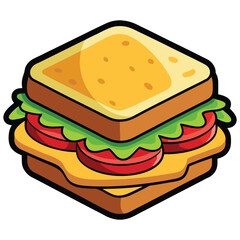 Delicious Toasted Sandwich, cartoon Sandwich