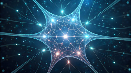Glowing Blue and Pink Neural Network Structure with Connecting Lines and Stars science technology technology, background, new, latest, web, ai background, futuristic hud, cyber security, neural