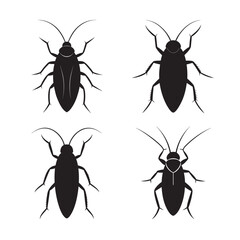 silhouette cockroach set bundle on the white background