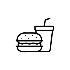 Outline icon a burger a drink with a straw hamburger beverage