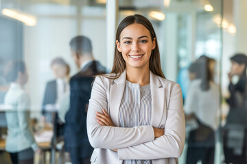 Confident businesswoman smiling arms crossed image