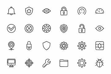 A high-tech single-line vector set showing trust and verification steps. Ideal for KYC interfaces, online forms, and secure platform illustrations.