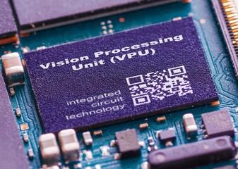 Vision Processing Unit (VPU) IC for processing visual data in AI and computer vision applications.
