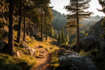  Morning Light Shining through Forest Trees