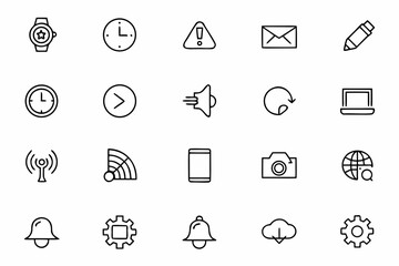Fototapeta premium A sleek one-line vector set illustrating streamlined work and smart systems. Great for UI kits, project planners, and agile methodology visuals.