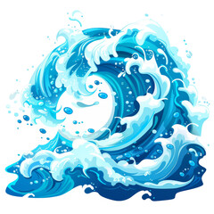 Whirlwind ocean wave, vibrant blue