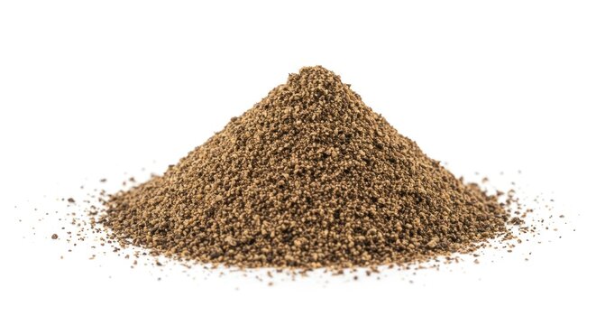 Powdered spices piled in a mound on a white background