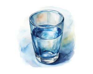 watercolor water glass vector illustration isolated on white background