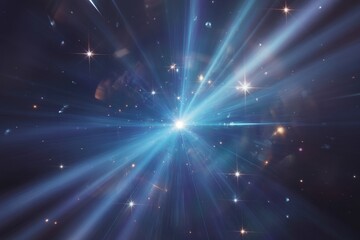 A bright star shines in the vastness of space, illuminating the galaxy and nebula