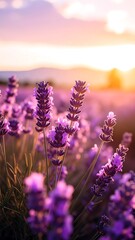 Naklejka premium Lavender field at sunset (3)