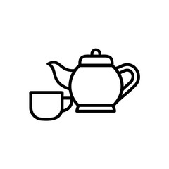 Outline icon a teapot cup on coffee drink