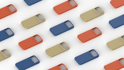 Smartphone cases on white background. 3d rendering.