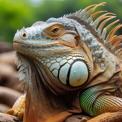 Obraz premium Iguana Iguanidae under the throat