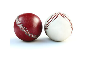 Baseball and cricket balls isolated on white background closeup