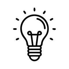 Illustration of a light bulb with radiating lines representing an idea on a white background design