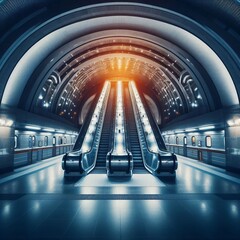 Empty subway stairway leading underground