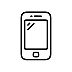 Illustration of a black outlined smartphone with a blank screen and a home button at the bottom center