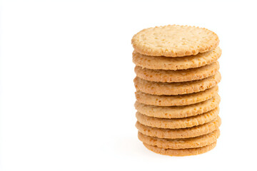 a stack of cookies on a white surface