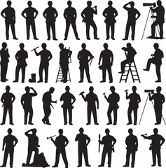 American Worker Silhouette Illustration

Hardworking Laborer Silhouette Vector

Construction Worker with Tools Silhouette

Strong American Worker Outline Art

Industrial Worker Silhouette Design