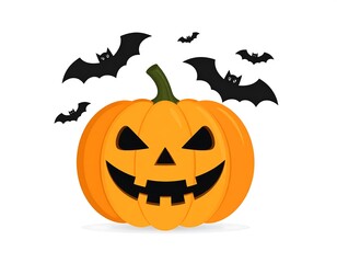Fototapeta premium Halloween pumpkin with bats (6)