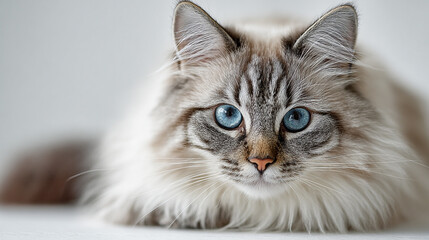 Obraz premium Close Up Portrait of a Beautiful Ragdoll Cat with Striking Blue Eyes