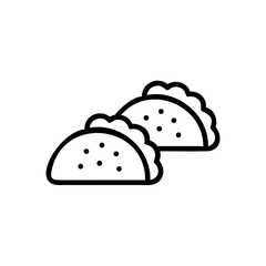 Two minimalist line icons tacos with dots on food mexican