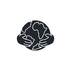 Hands hugging planet Earth. A loving symbol of environmental care, conservation, global unity, and protecting our world.