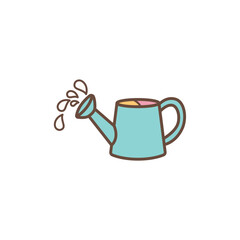 A simple watering can. Represents gardening, nurturing plants, growth, water conservation, and caring for nature.